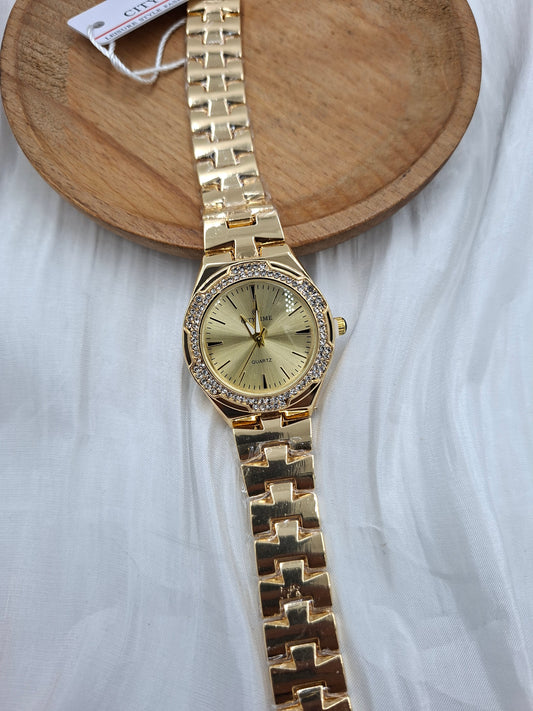 Gold Bling Wristwatch