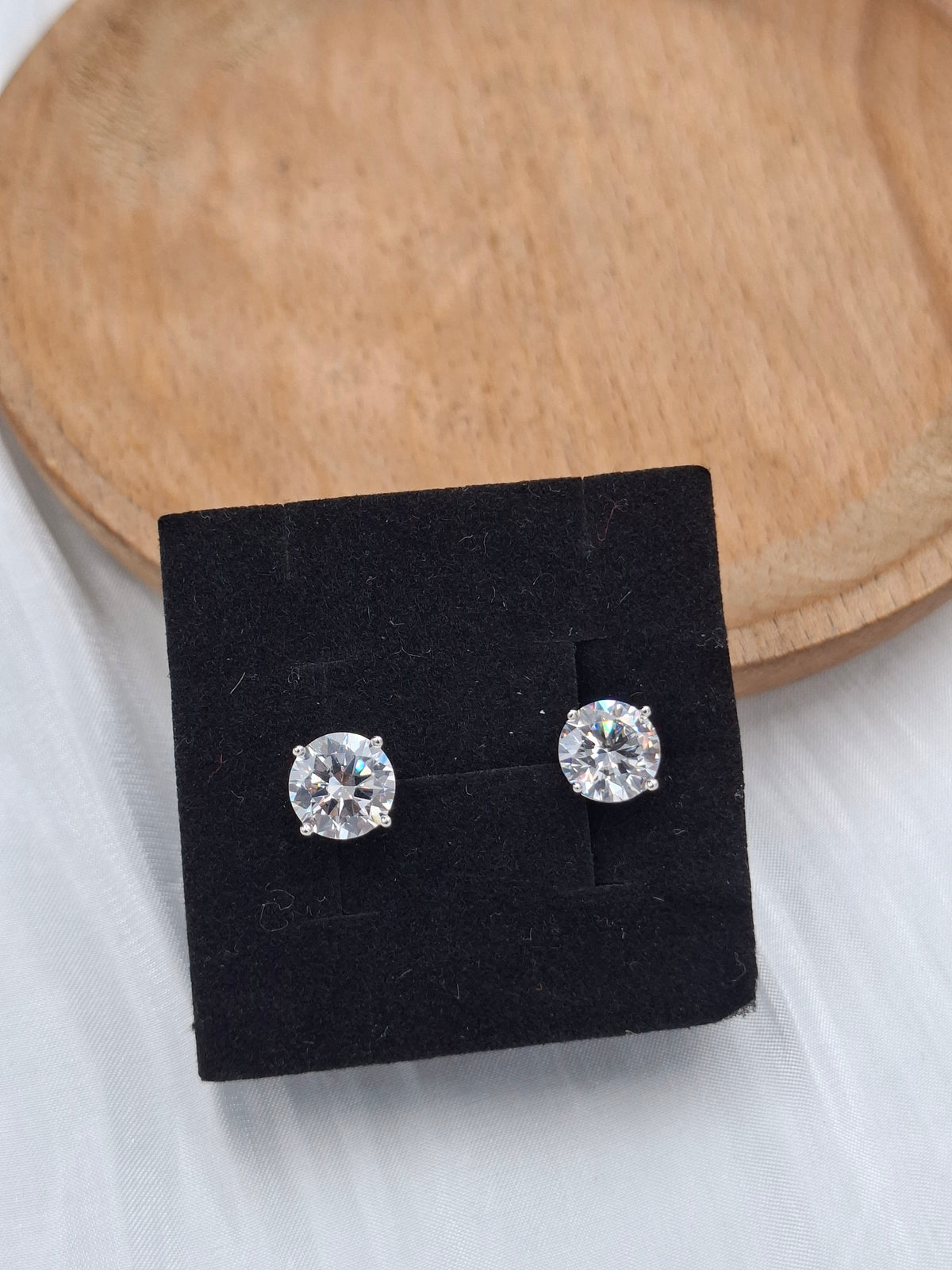 Silver Zircon Stud Earrings