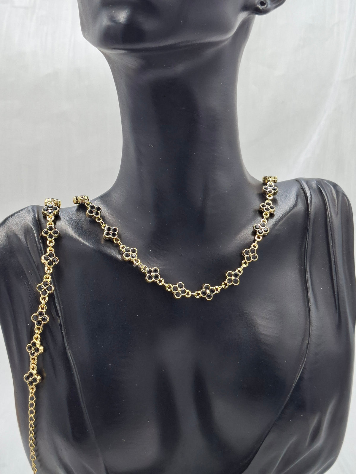 Black Clover Necklace and Bracelet Set