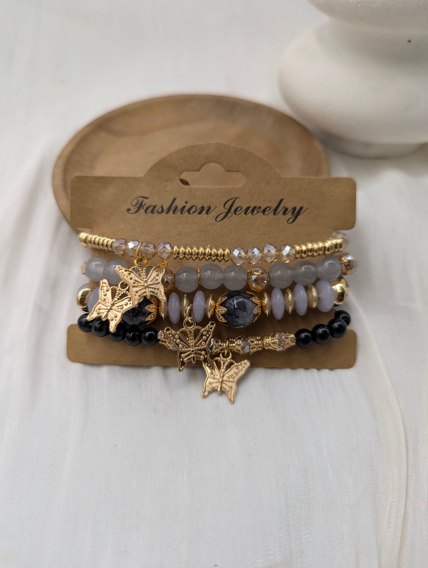 Butterfly Bead Bracelet Stack