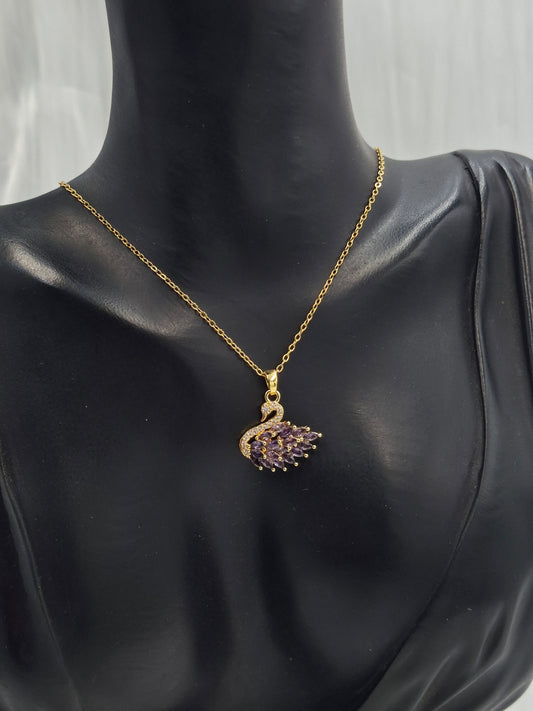 Purple Swan Necklace