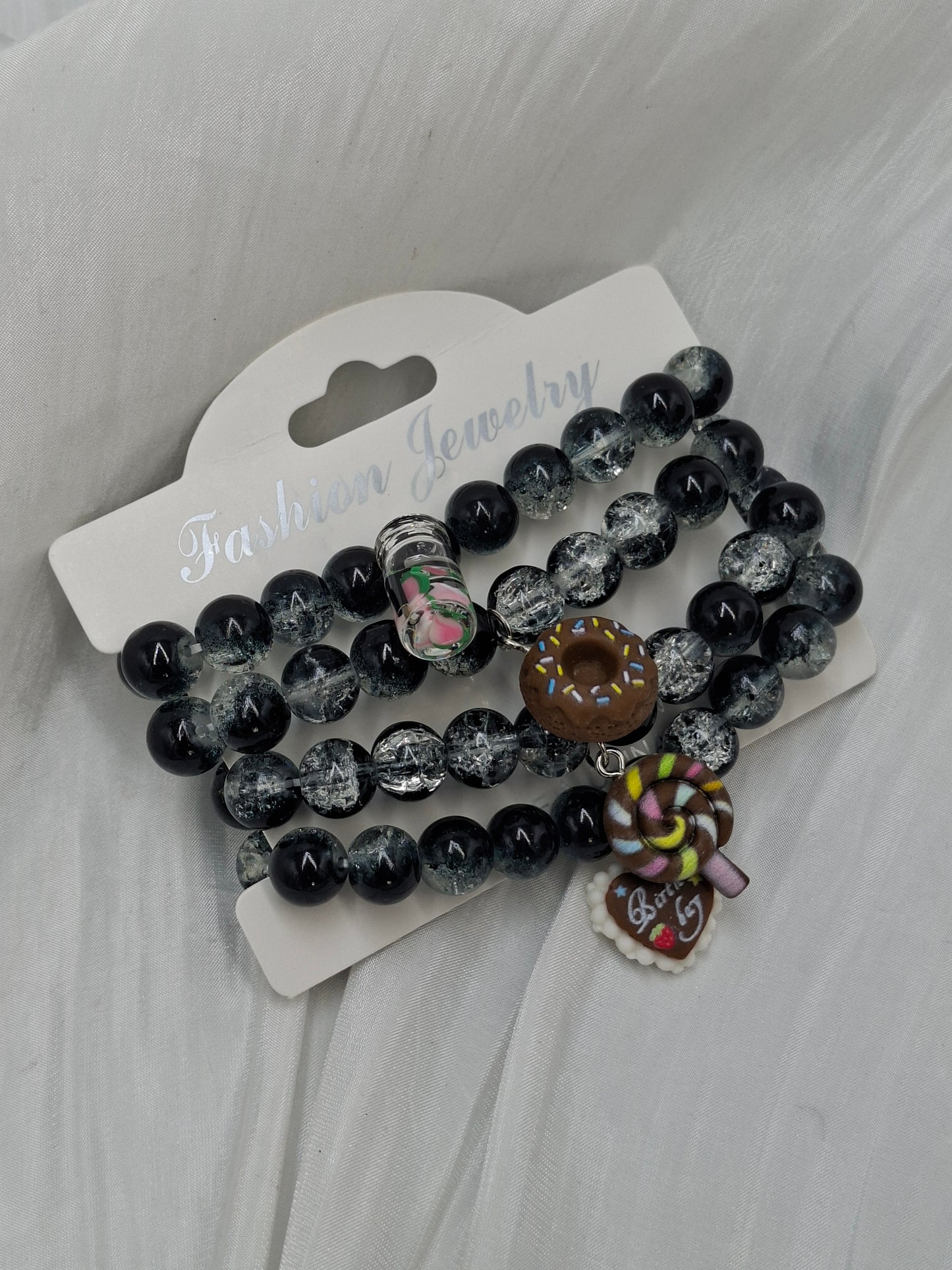 Black Glass Bead Bracelets