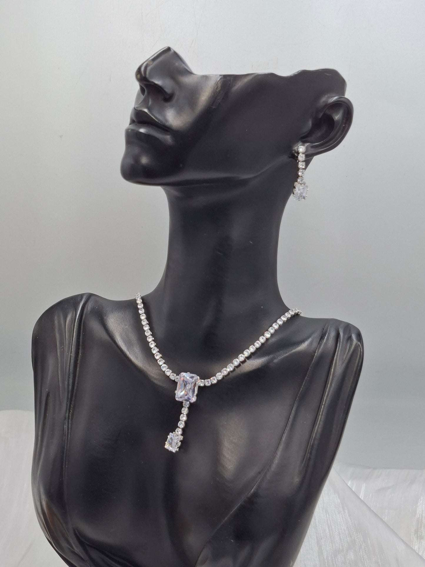 Silver Radiant Tennis Necklace set