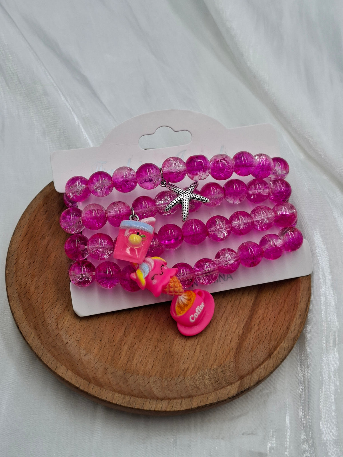 Jelly Pink Glass Bead Bracelets