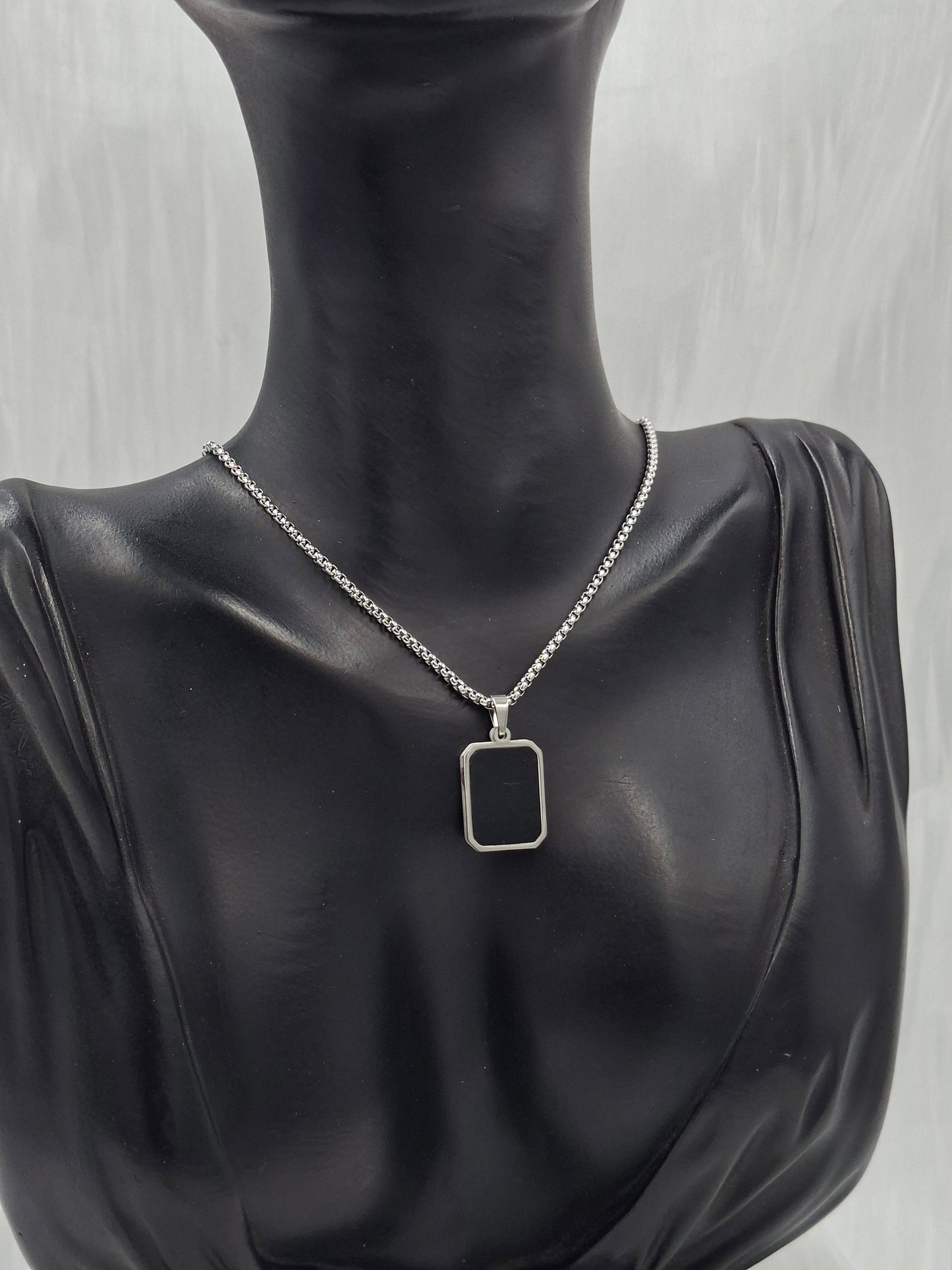 Silver and Black Dogtag Necklace