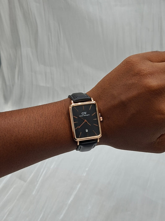 Box Head Leather Wristwatch