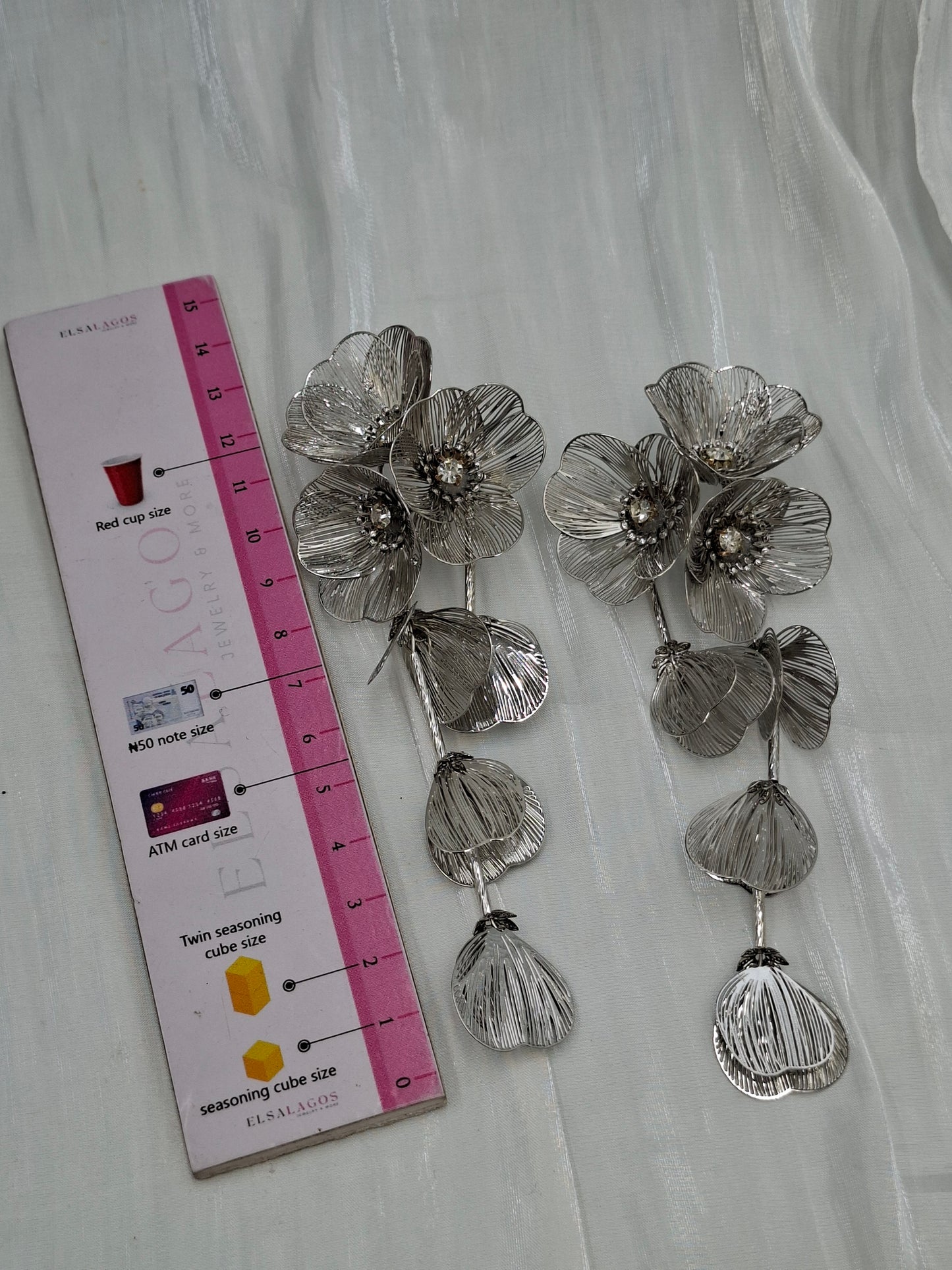 Silver Flower Train Earrings