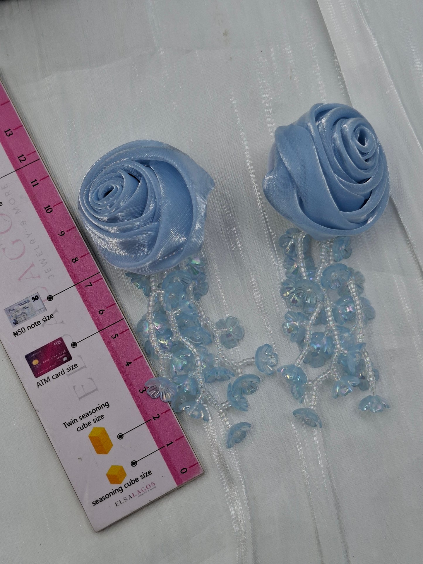 Blue Bud Tassel Earrings