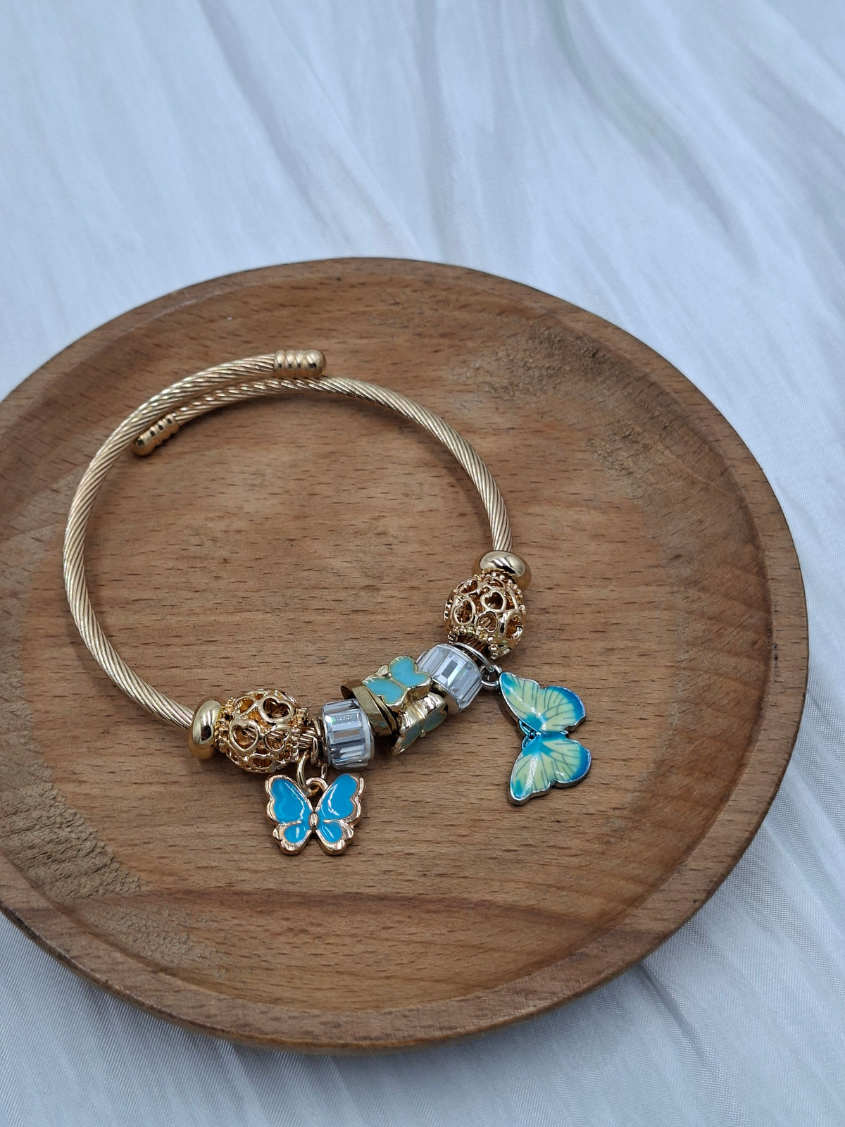 Blue Butterfly Charm Bangle