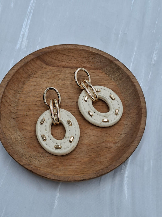 White Leather Earrings
