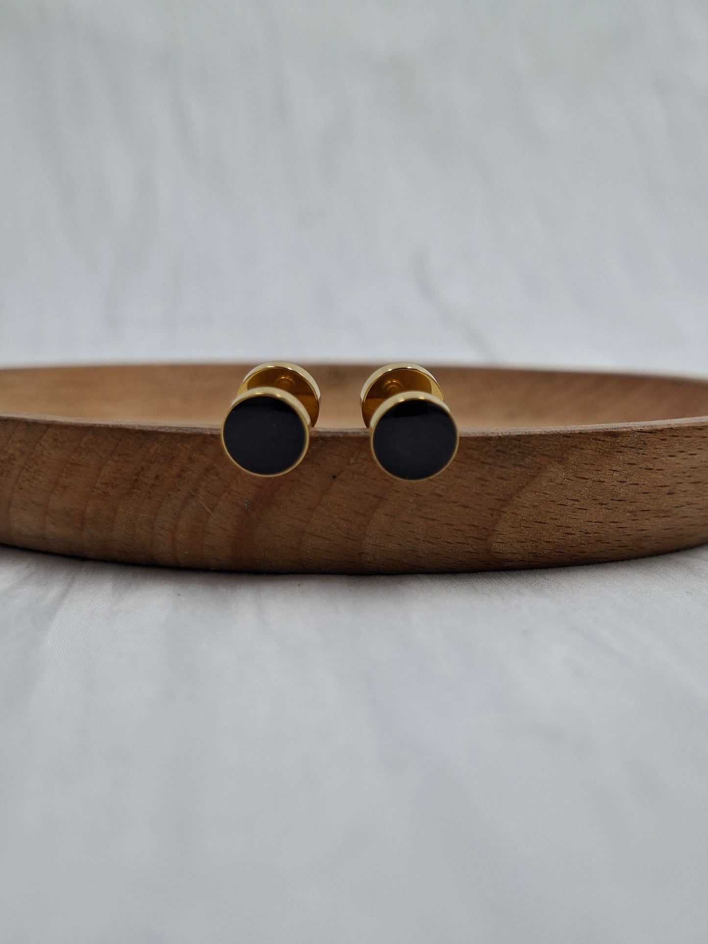 Gold and Black Flat Back Earrings