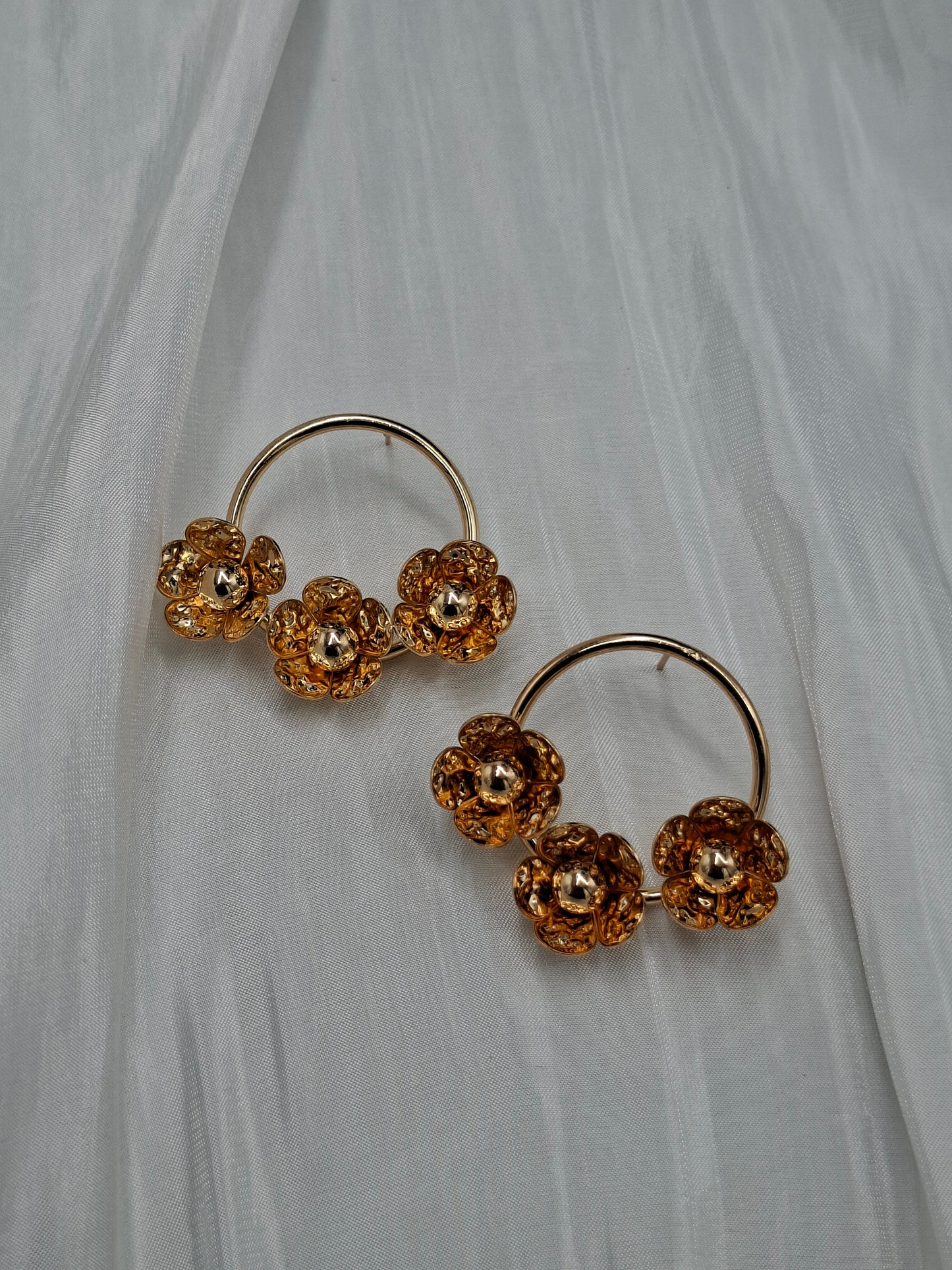 Gold Floral Hoop Earrings