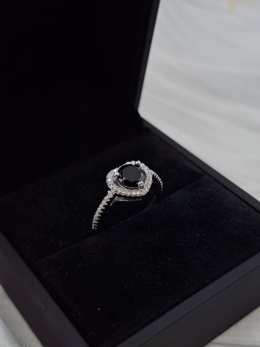 Onyx Aurora Moissanite Ring