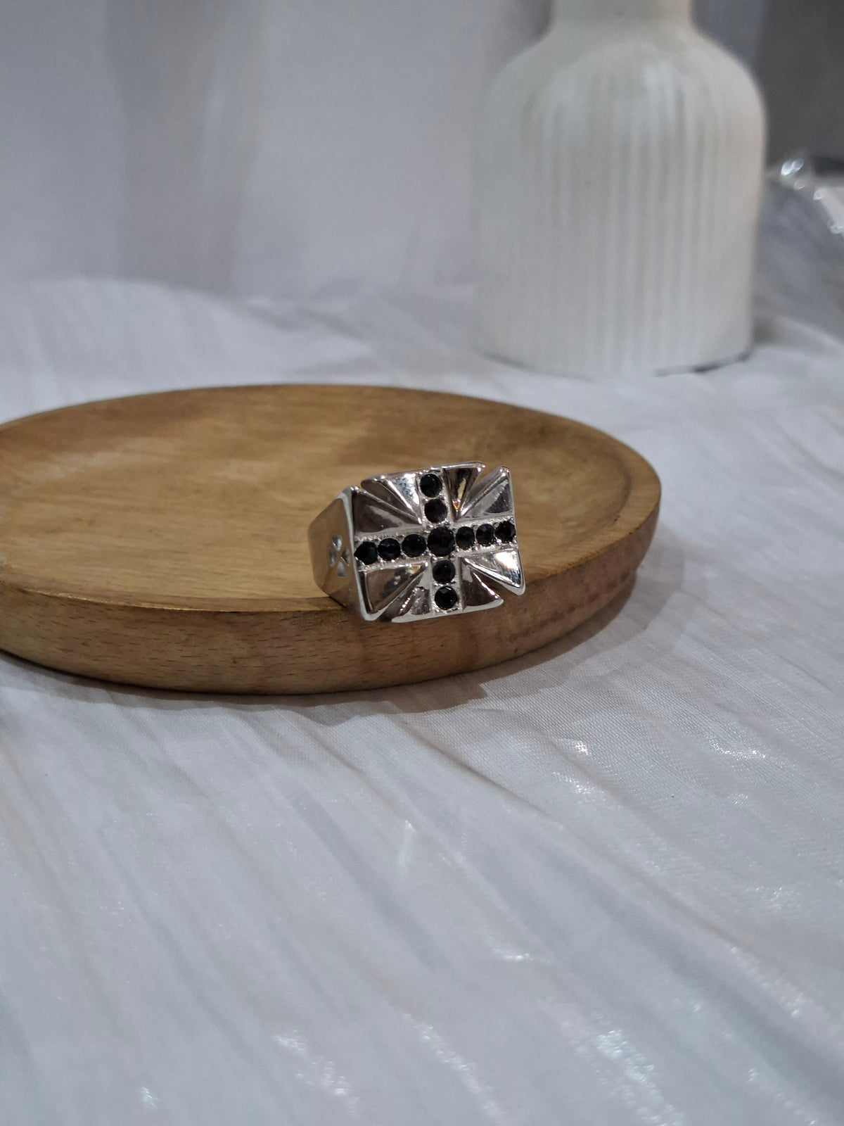 Stone Cross Ring (size 10)