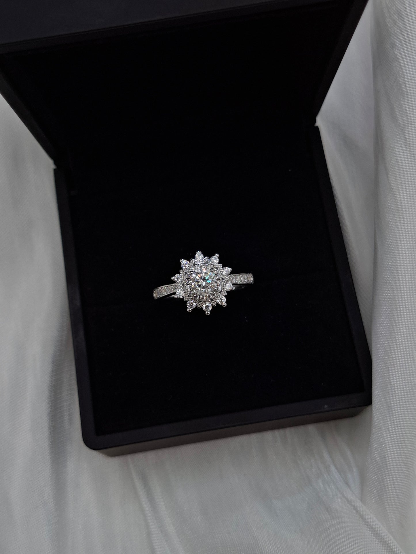 Sunburst Moissanite Ring