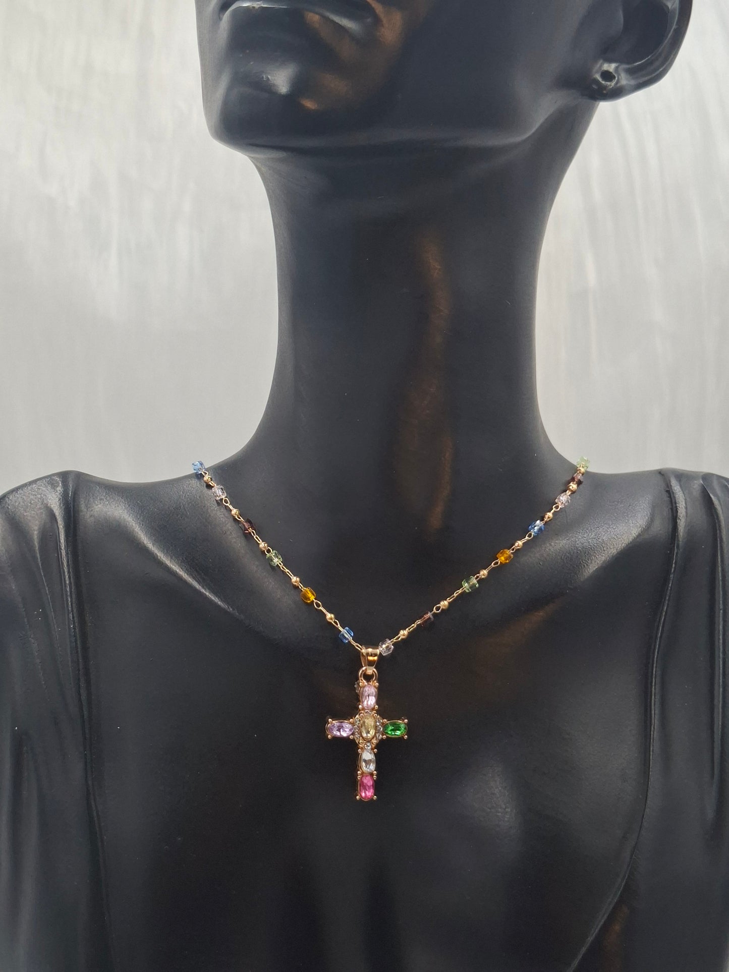 Rainbow Cross Necklace