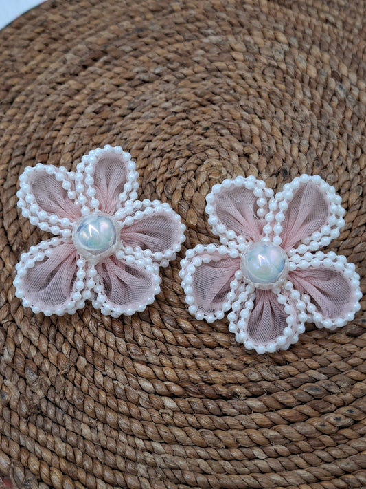 Pink/Pearl Flower Earrings