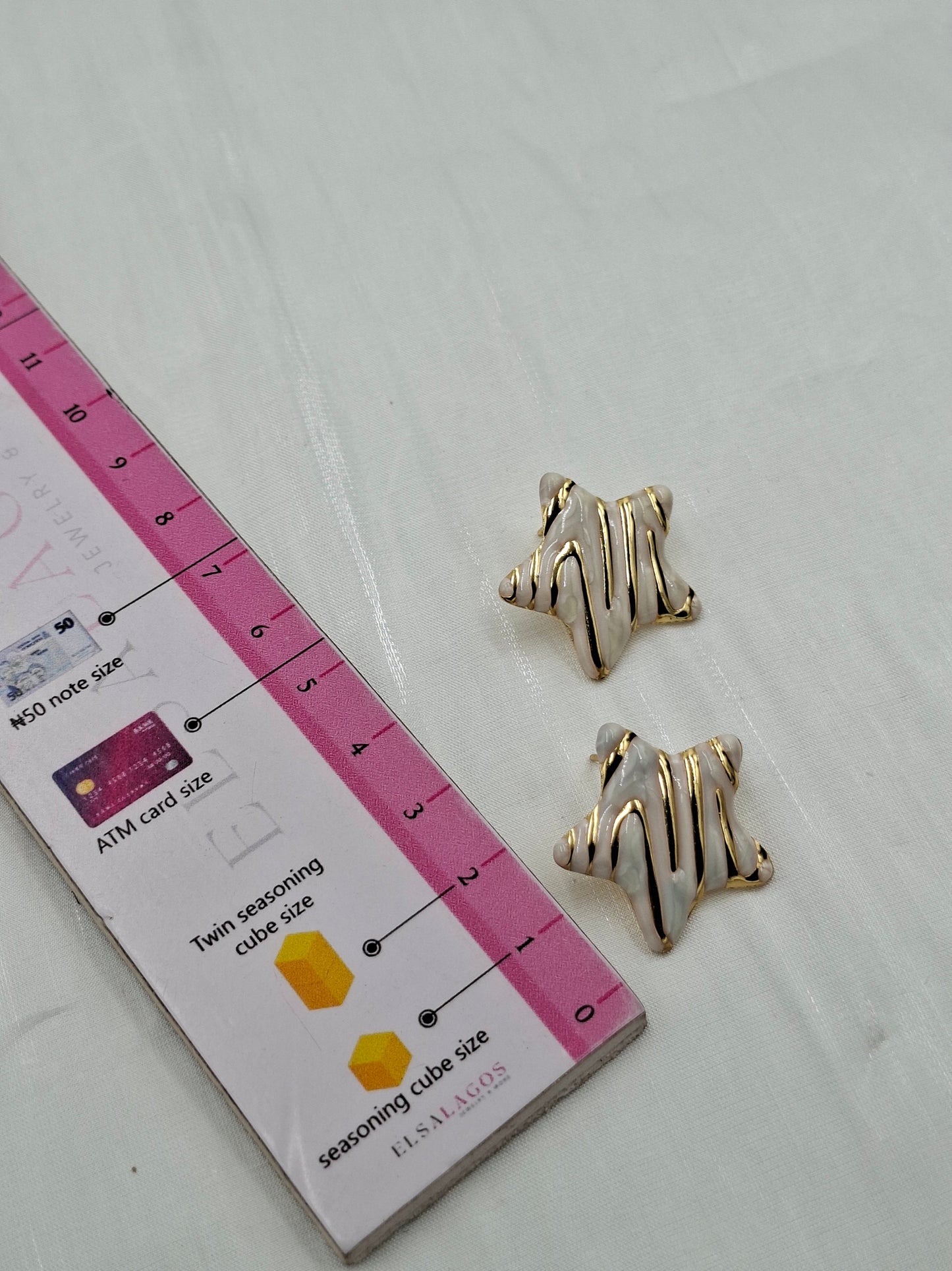White and Gold Star Earrings