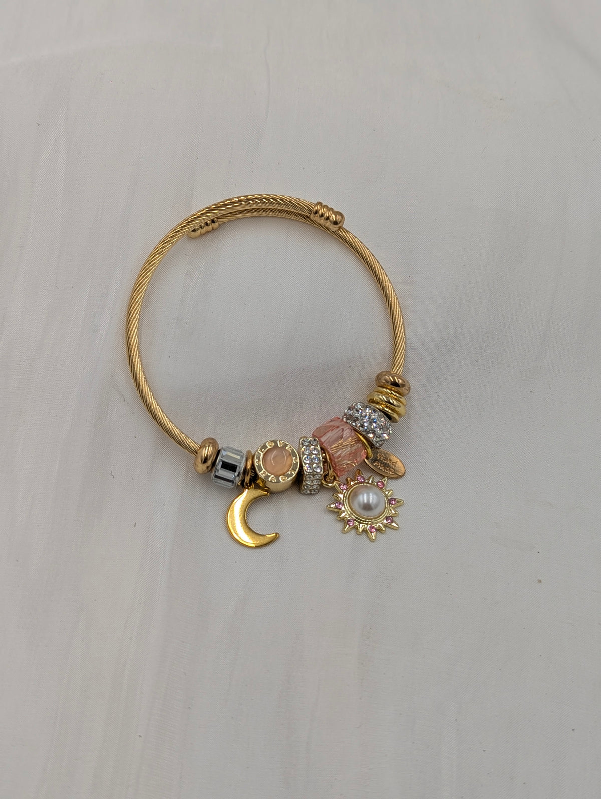 Pink Solar Charm Bangle