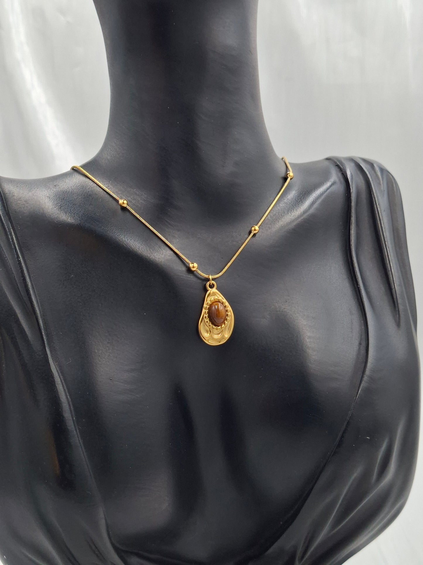 Tigereye Avocado Necklace