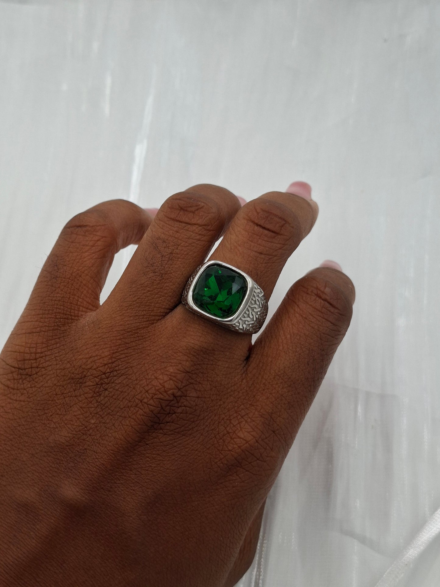 Silver and Green Ring (size 9)