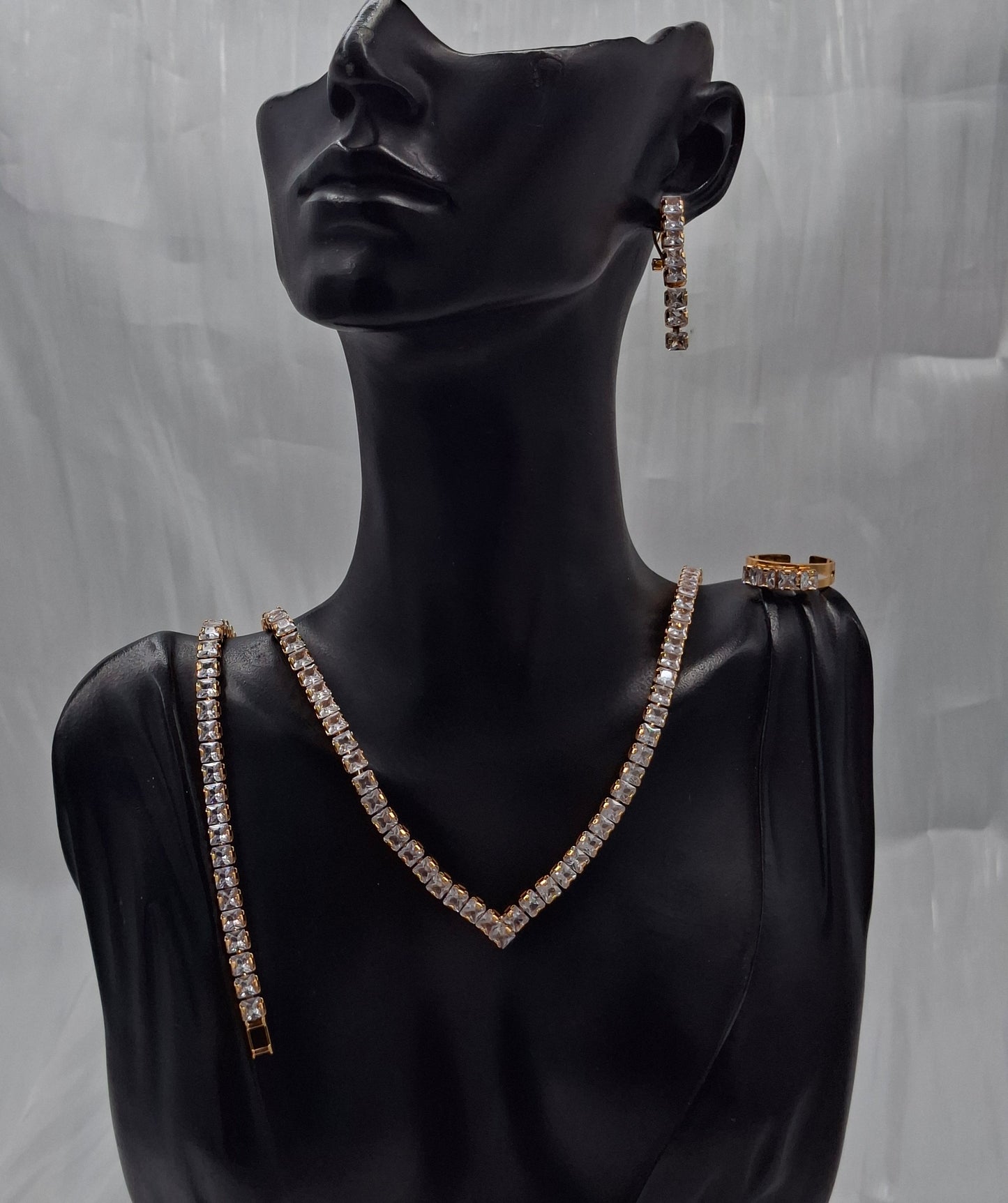Simple Tennis CZ Necklace Set
