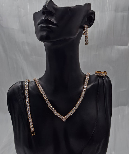 Simple Tennis CZ Necklace Set