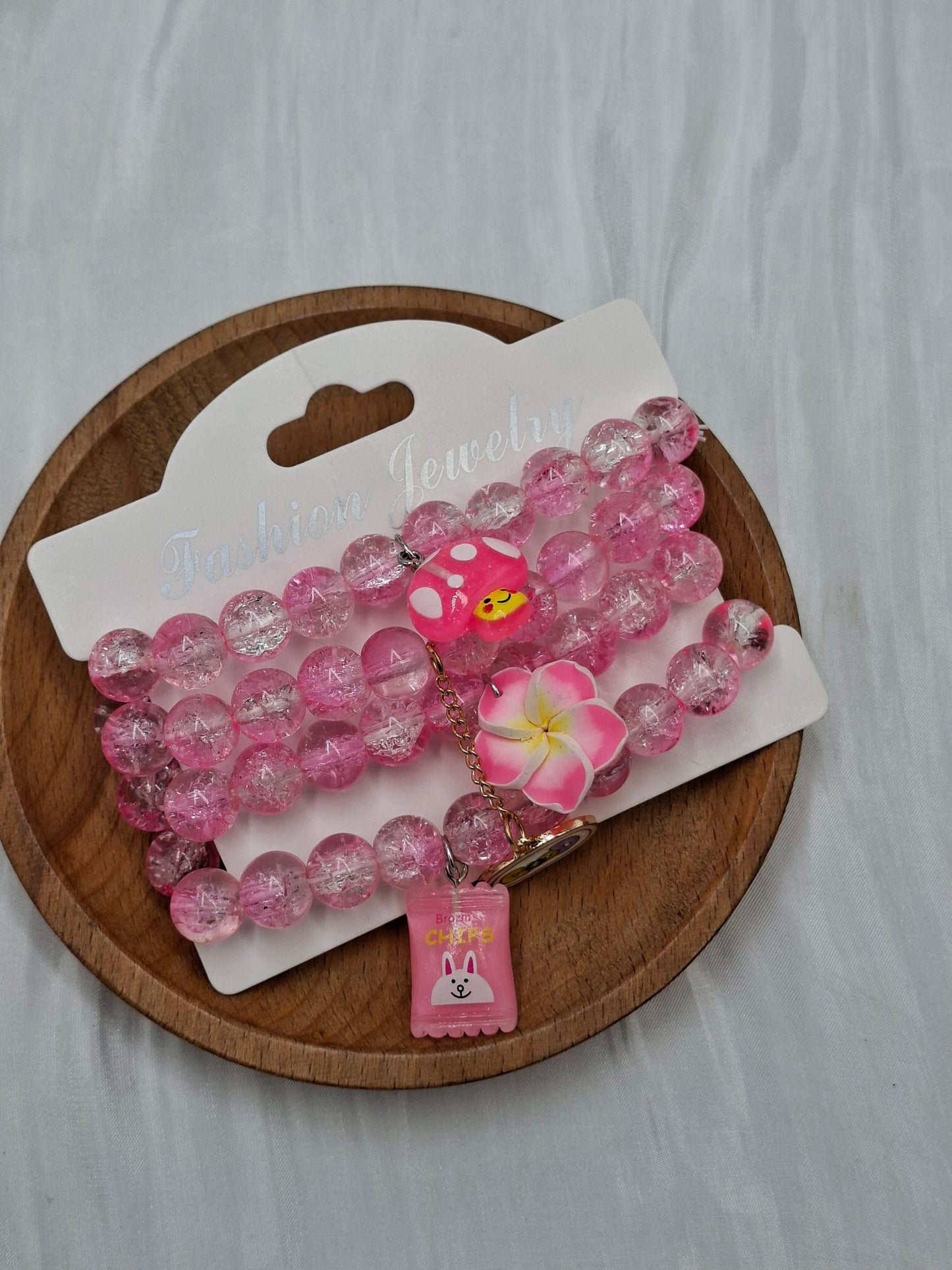 Pink Glass Bead Bracelets