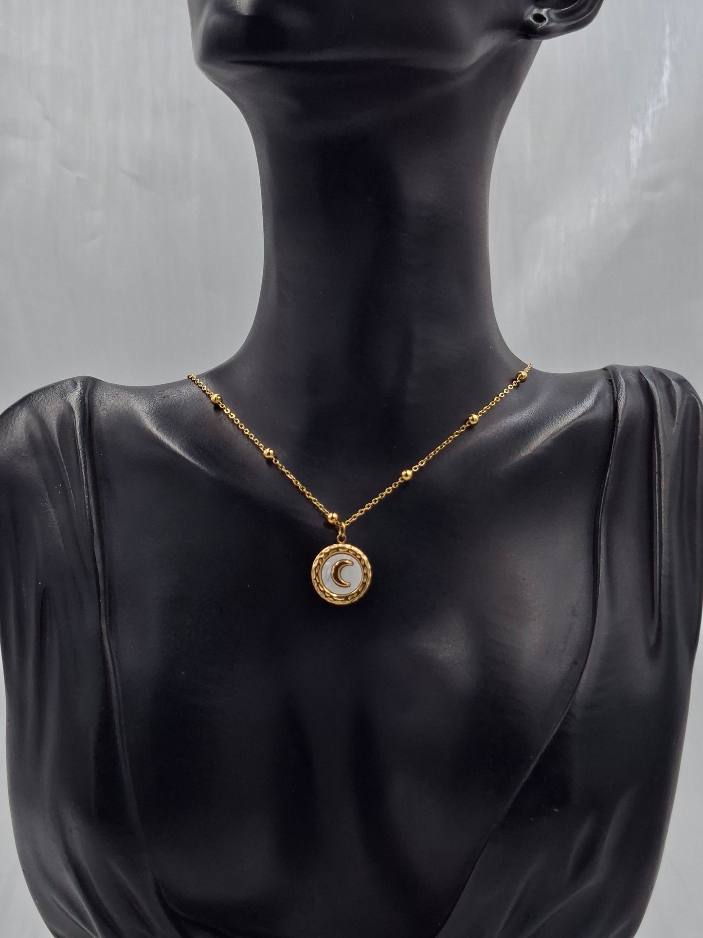 Studded Crescent Necklace