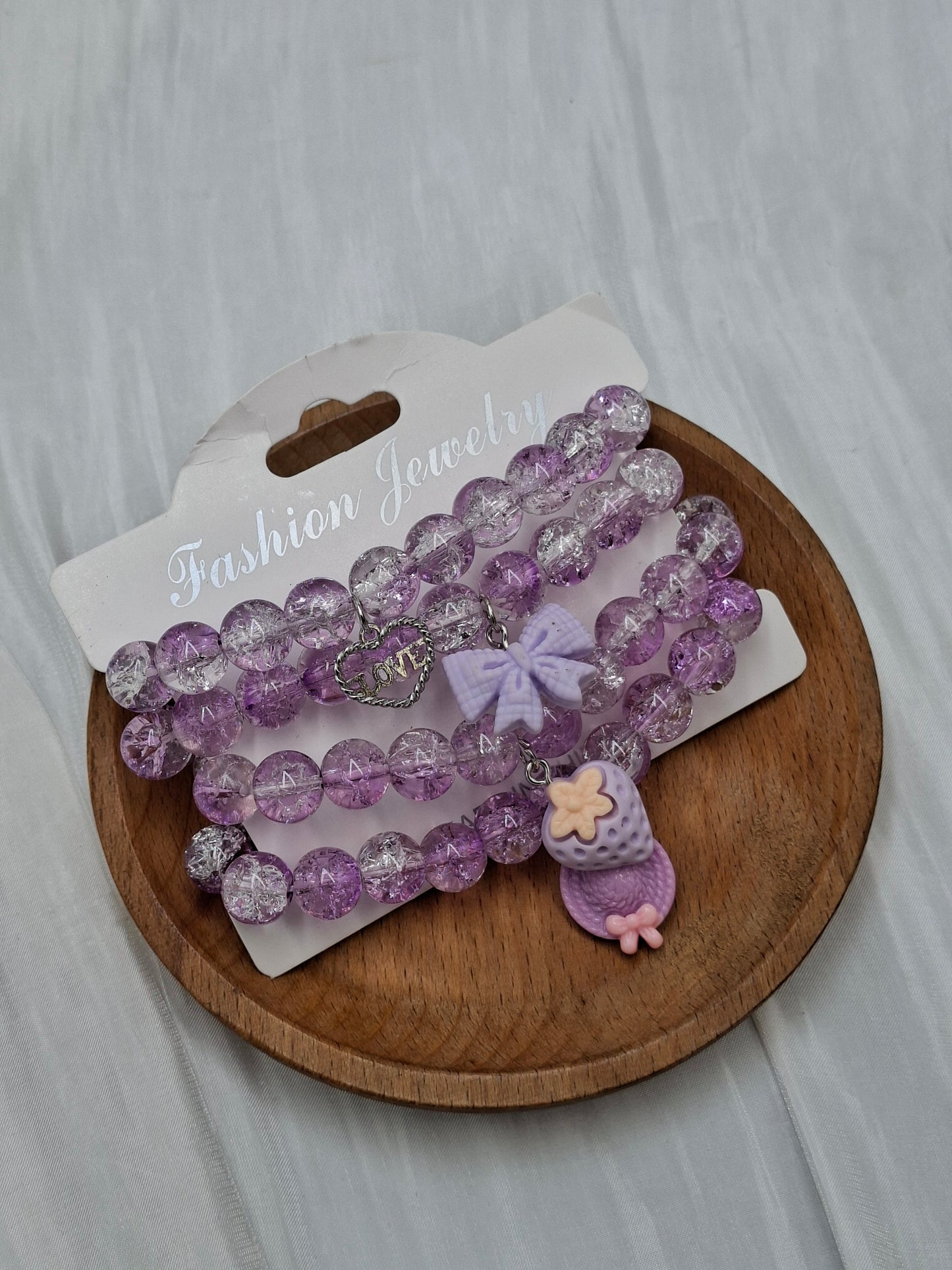 Lilac Glass Bead Bracelets