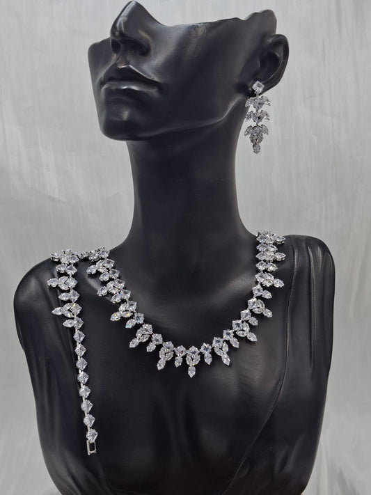 Vine CZ Bridal Necklace Set