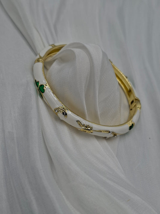 White Botanical Bangle