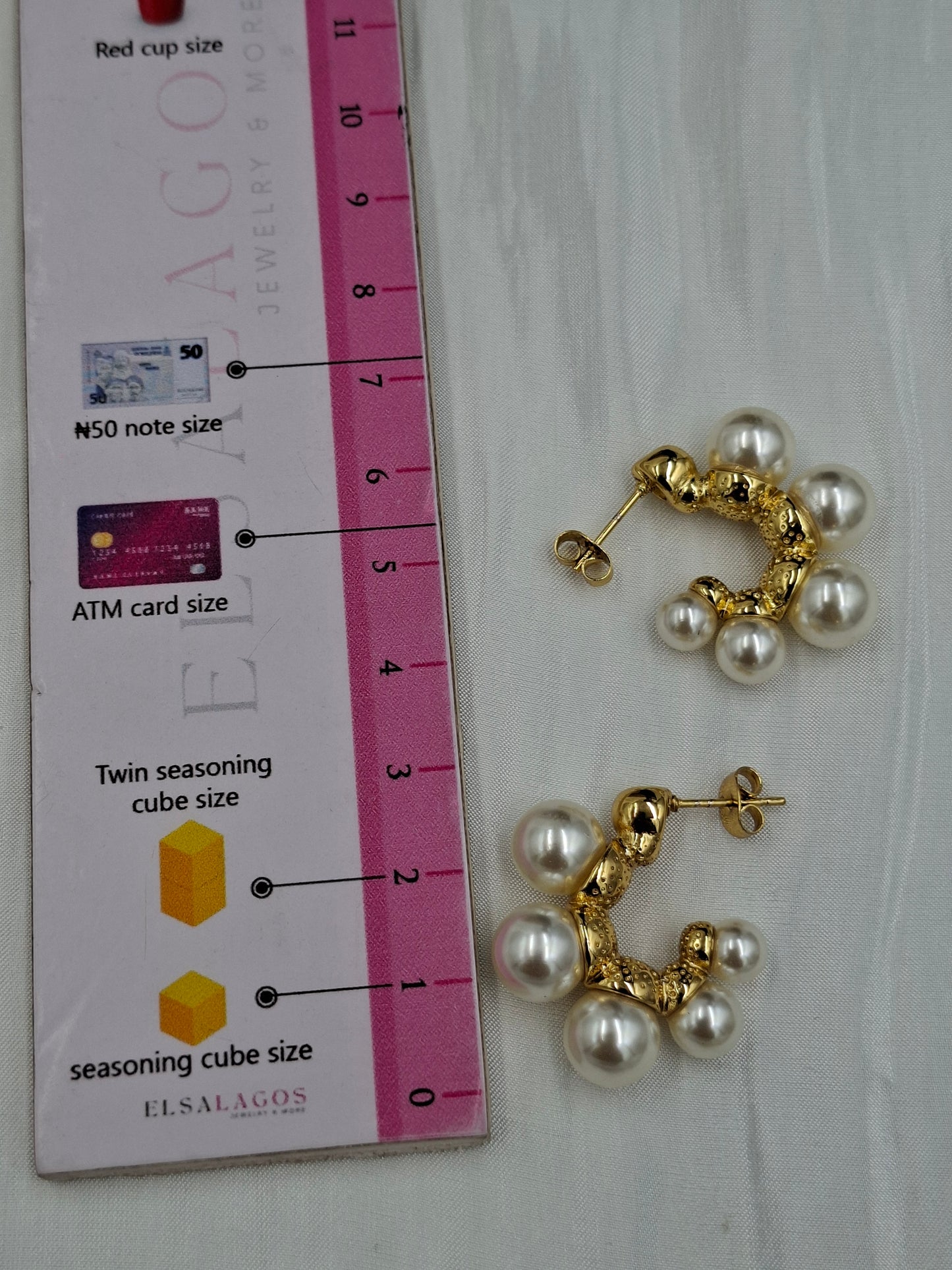 Triple Pearl Hoop Earrings