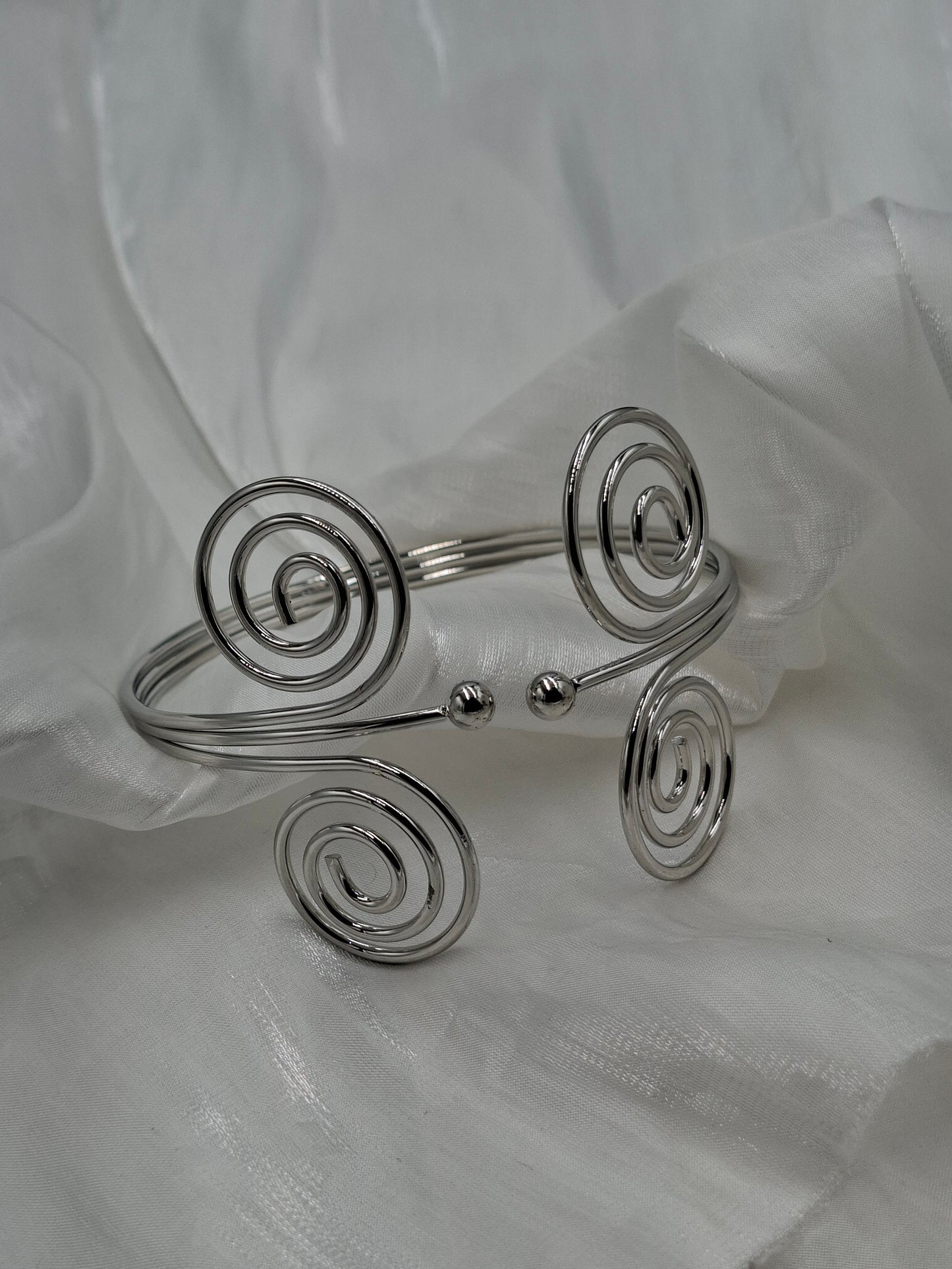 Silver Double Spiral Arm cuff