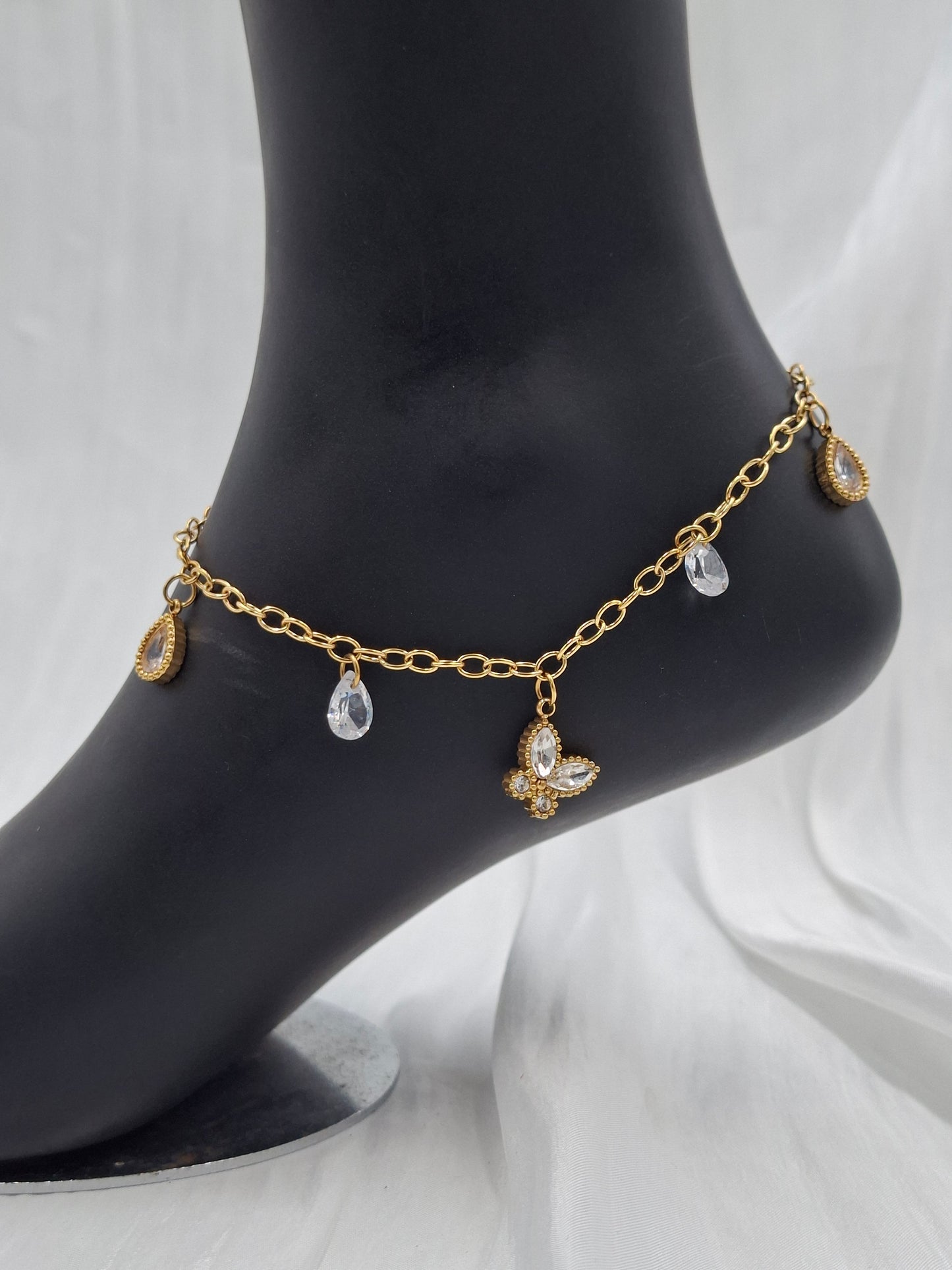 Zircon Butterfly Charm Anklet