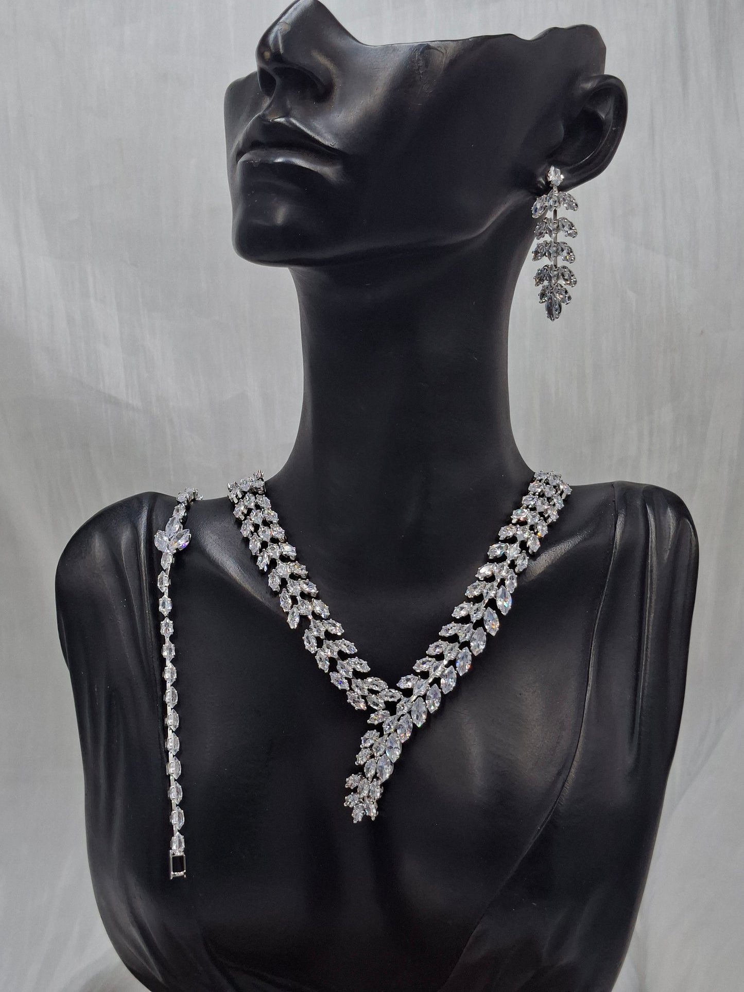 Leaf CZ Necklace Set