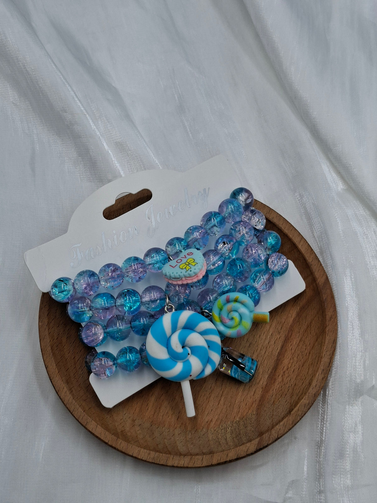 Candy Blue Glass Bead Bracelets
