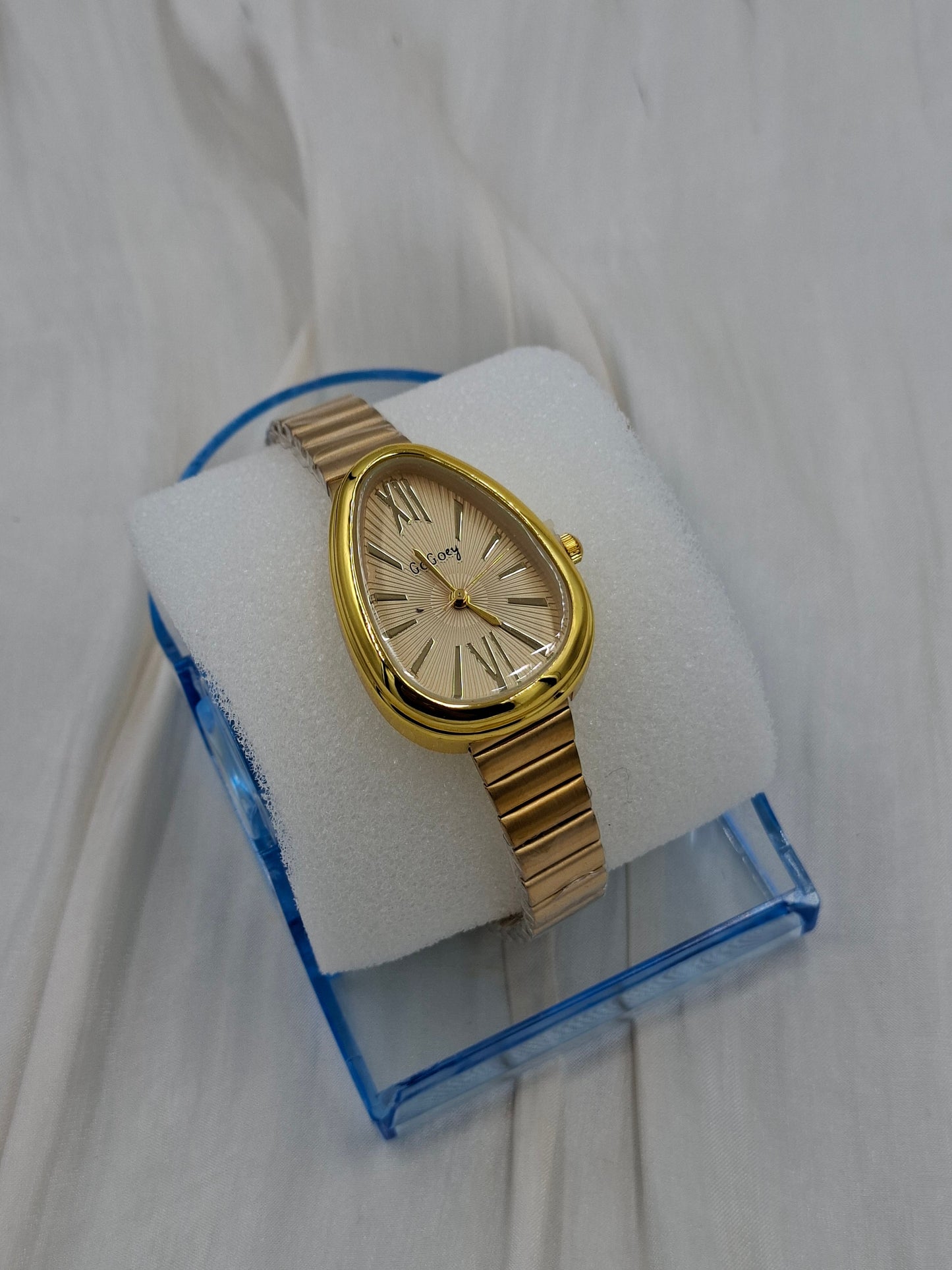 Gold Pear-Shaped Wristwatch