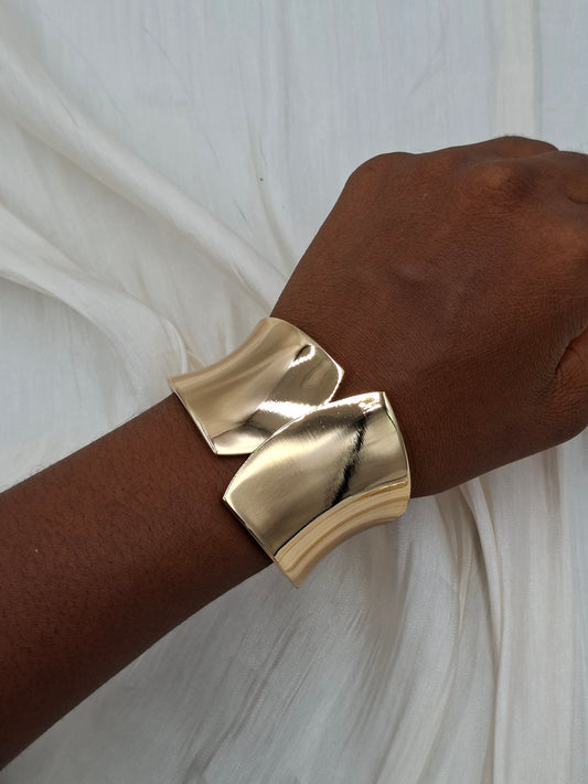 Structured Gold Cuff Bracelet