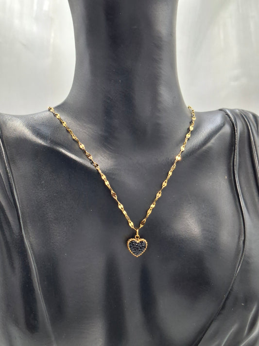 Double-sided Diamond Heart Necklace