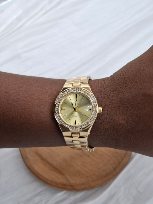 Gold Bling Wristwatch