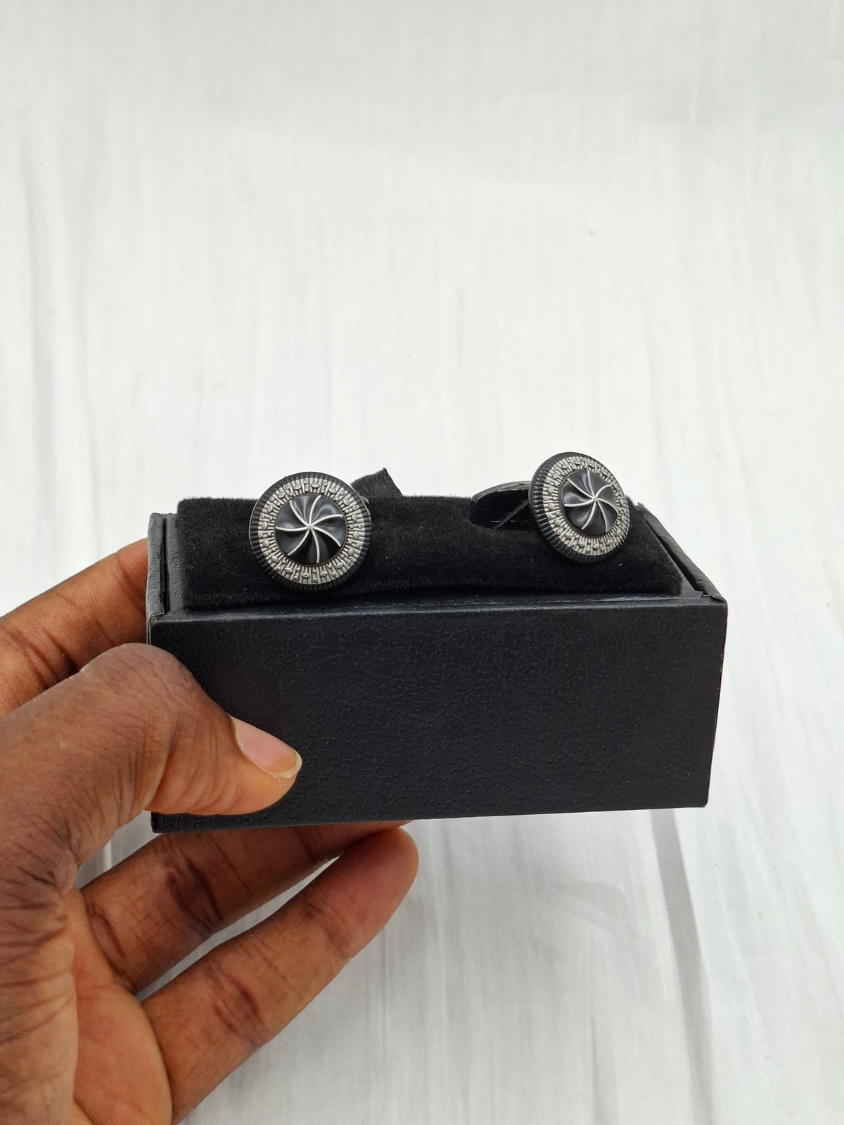 Black and Silver Wheel Cufflinks