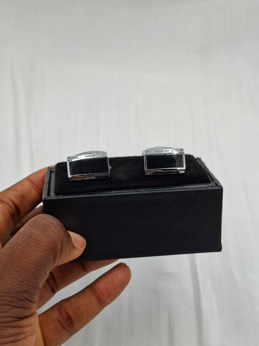Black and Silver Bar Cufflinks