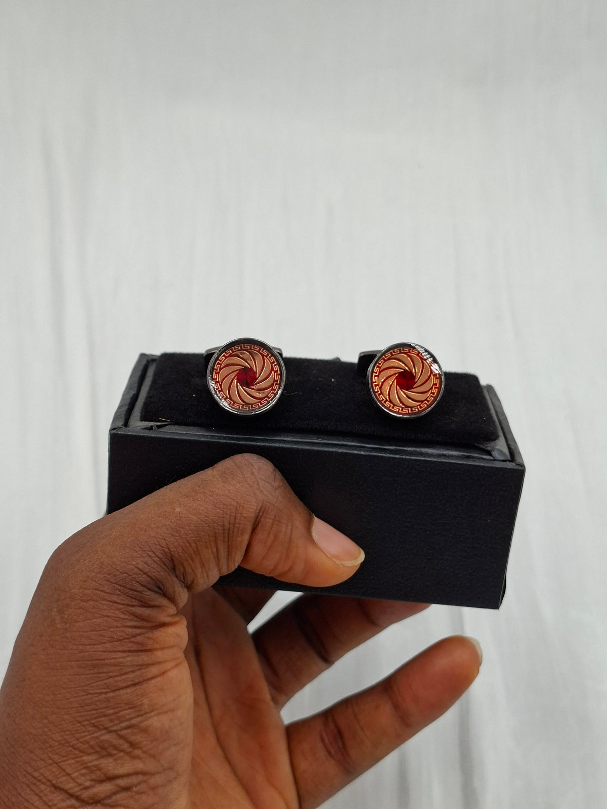 Red Spiral Cufflinks