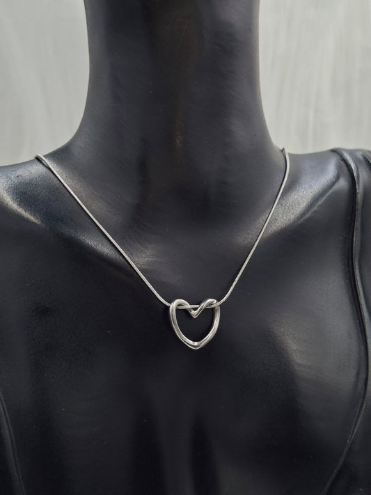 Silver Loopy Heart Necklace