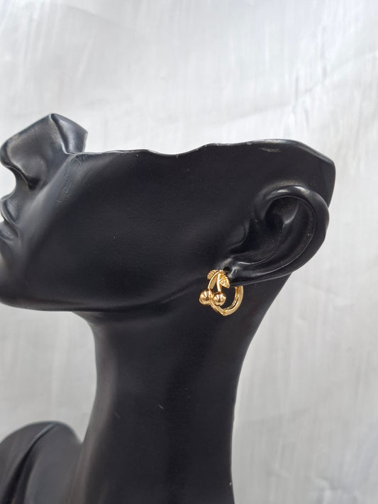Gold Cherry Hoop Earrings