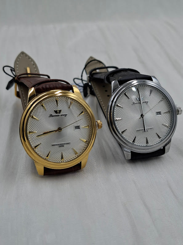 Shop Brown/Black Leather Strap Unisex Wristwatch at ElsaLagos