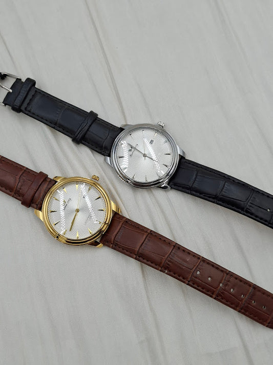 Shop Brown/Black Leather Strap Unisex Wristwatch at ElsaLagos