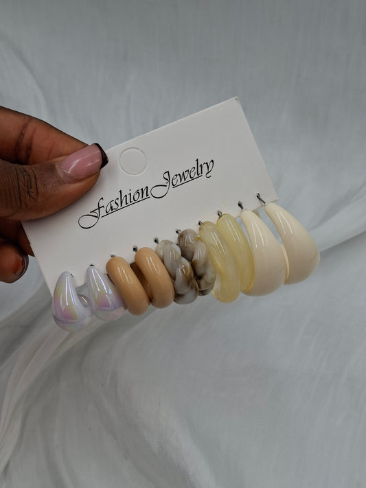 Shop Cream Acrylic Hoop Earring for Women at ElsaLagos in Nigeria
