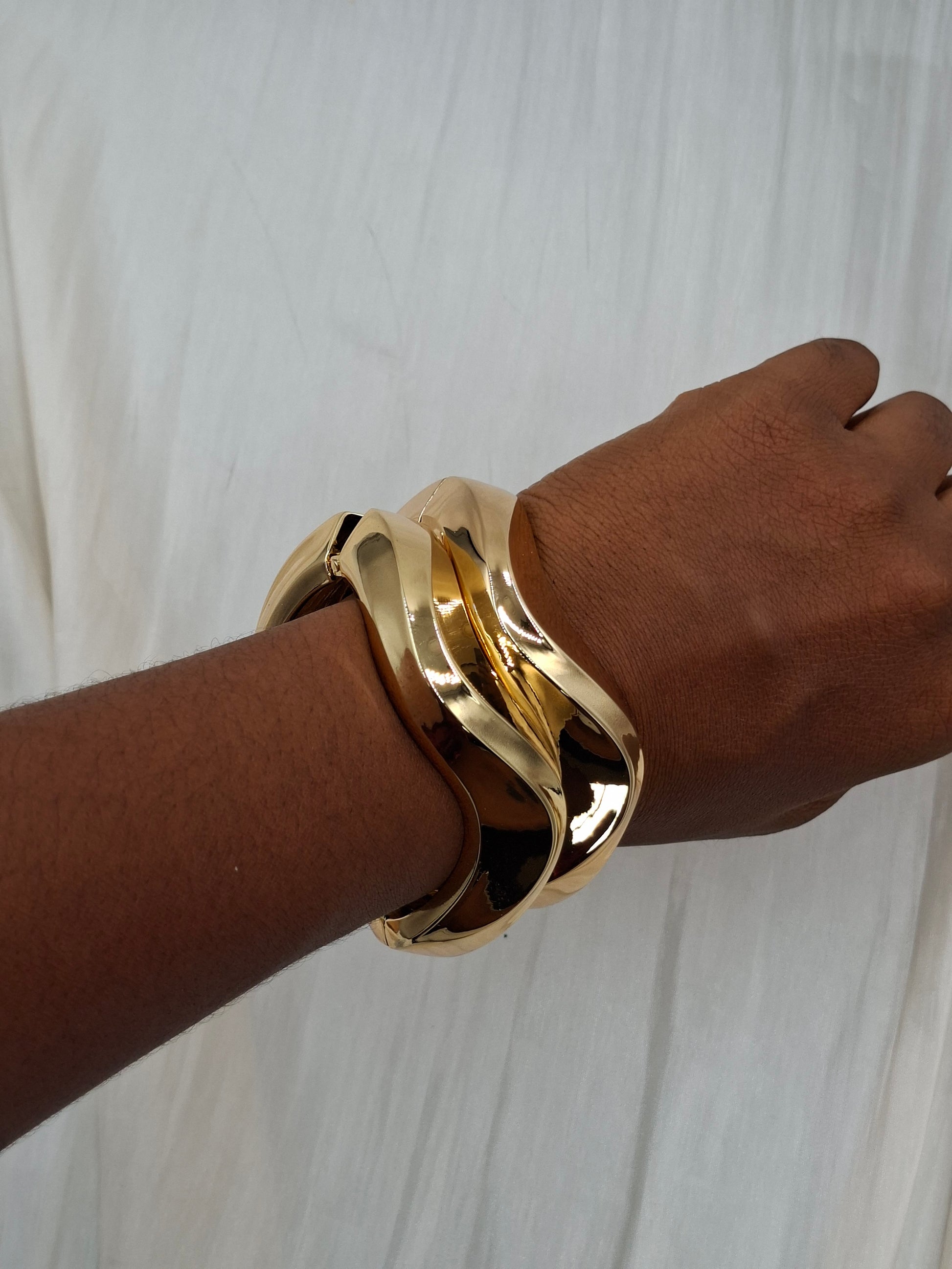 Buy Double Gold Cuff Bracelets for Women at ElsaLagos in Nigeria